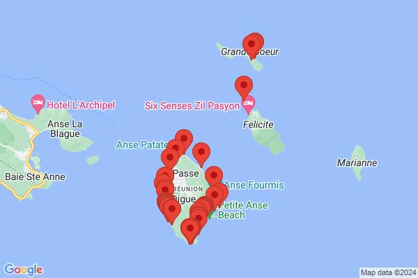 Guide map: Seychelles Islands - La Digue