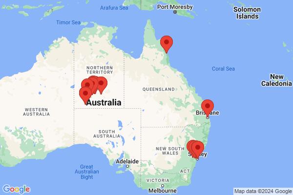 Mapa průvodce: Východní pobřeží Austrálie
