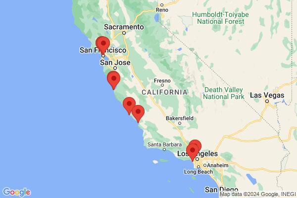 Mapa průvodce: Z Los Angeles do San Franciska