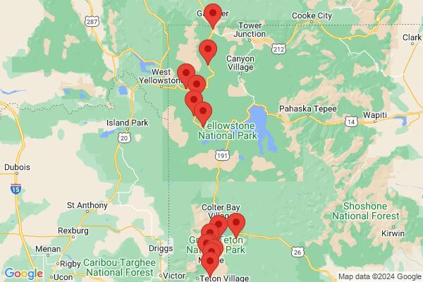 Guide map: Yellowstone and Grand Teton NP