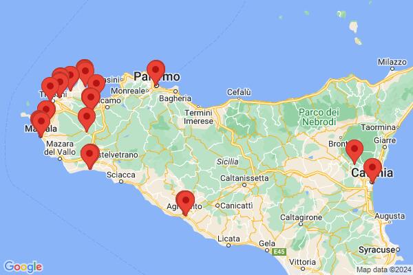 Mapa průvodce: Západní Sicílie